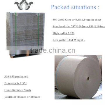 Grey paper sheets and roll recycle paper 300g