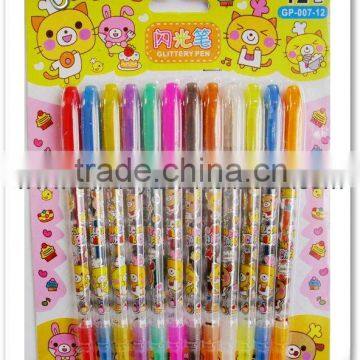 factory free sample glitter gel pen with carton design