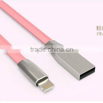 2016 Hot Selling Multi-function Colorful Flat 2 in 1 Mobilephone Usb Data Charging Cable for Android and Phone 5/5s/6s/6p