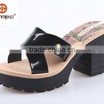 fashion lady shoes 2015 high heel slipper shoes pvc jelly slipper comfortable insole shoes