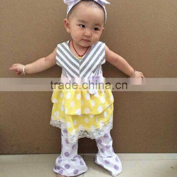 2016 hot sale cute girls ruffle sets baby floral clothing girls boutique outfit