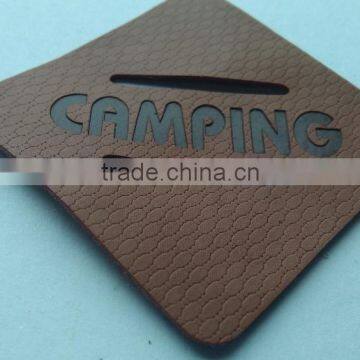 custom hollow out special shape leather patch badge
