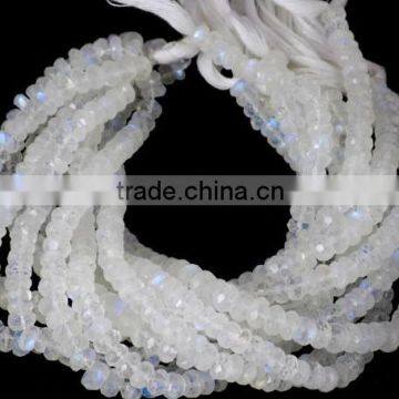 1 Strand Natural Rainbow Moonstone 6-7mm Rondelle Faceted Blue Fire 7" Long,Birthstone,Necklace,blue Flashy,Blue Fire Wh