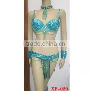 light blue bra and belt latin costumes for women (XF-020)