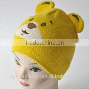 High Quality Pom Pom Cheap Custom beanie hat / knit hat / knit cat hat