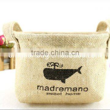 2015 wholesale Customized mini jute storage bag with small handles