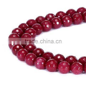 Good Sale Faceted Round Red Dye Jade Gemstone Loose Beads