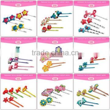 2016 hair accessories wholesale colorful flower kids resin pattern metal material lovely girl chinese hairpin