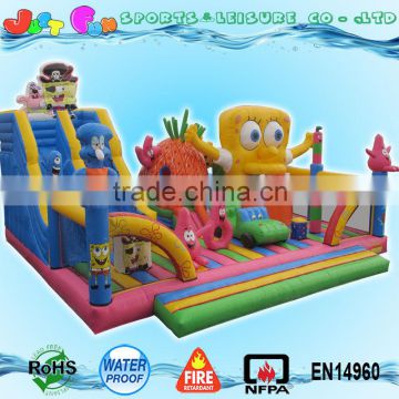 auto open n close buy inflatable spongebob bouncer trampoline from China