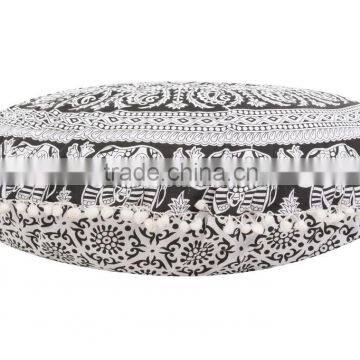 Round Elephant Mandala Floor Pillow Cover Decorative Throw Pillow Case Indian Roundie Large photo-4