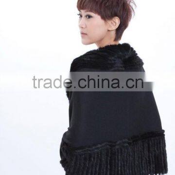 Cashmere knitted rabbit fur shawl