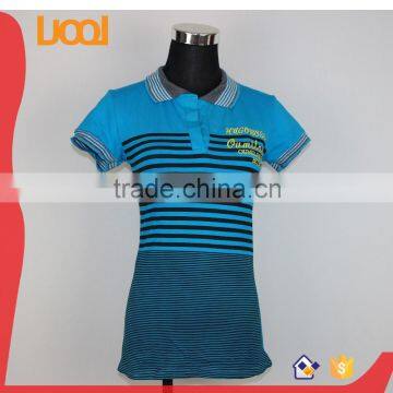 Hot wholesale short sleeve cotton striped front Polo t shirts with embroidery logo