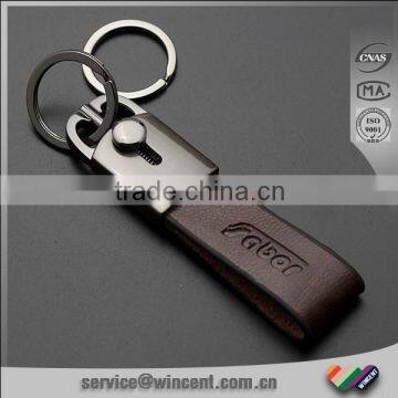 High Quality Double Rings Leather Keychains