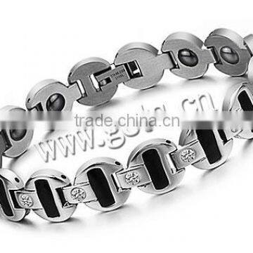 with Magnetic Hematite with rhinestone Titanium Steel Health Bracelet