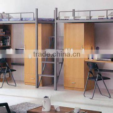 2015 new fashion design steel bunk bed with desk design for students