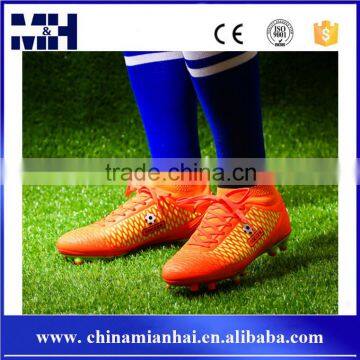 Orange Football Boots Cleats Breathable Outdoor TPU Sole Soccer Shoes Men's