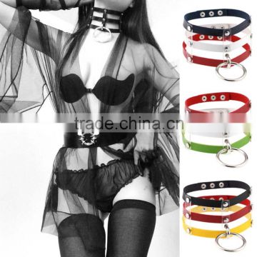 Fashion Punk Goth Rivets Choker Handmade Three Row Caged Necklace Clear Transparent Vinyl Leather Choker Collar Necklace