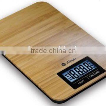 Round bamboo kitchen scale 5kg/1g