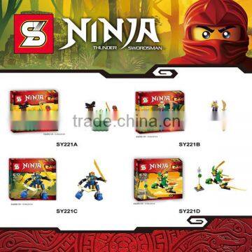 SY221 4pcs/lot ninjago plastic building block toys for kids