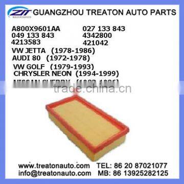 AIR FILTER A800X9601AA 027 133 843 049 133 843 4342800 4213583 421042 FOR VW JETTA 78-86 AUDI 80 72-78 VW GOLF 79-93 CHRYSLER