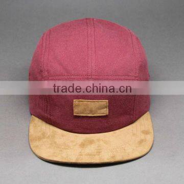 DESIGN YOUR OWN LEATHER PATCH SUEDE BRIM 5 PANEL HAT MAKING MACHINE