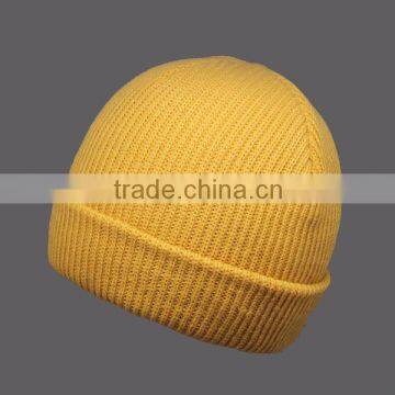 2015 NEW DESIGN BLANK ACRYLIC YELLOW CUFF BEANIE HAT