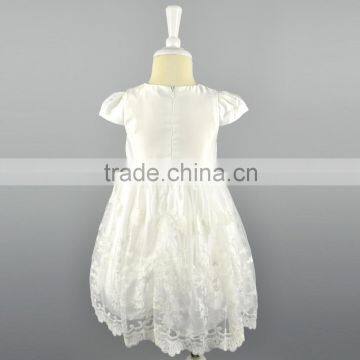 New Fashion White Flower Girl Dress Lace Satin Fabric Ruffle Patterns Wedding Baby Dress Children Communion Girl Dress 2-6 Years photo-4
