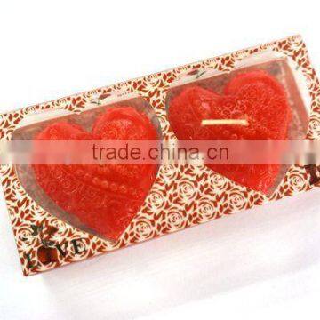 2pcs Heart Shape Wedding Candle With Bowknot