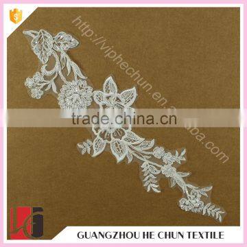 HC-2583-1 Hechun China Supplier Sewed Beads Swiss Wedding Lace Applique