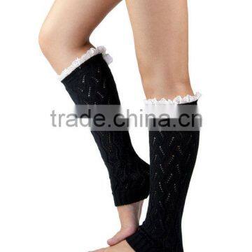 Classic Fashion White Knit Lace Leg Warmers for Winter