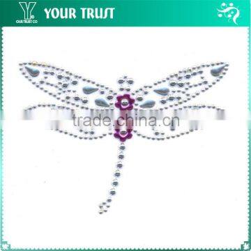 Dragonfly Flower Nailhead Rhinestud Iron-on Hot Fix Rhinestone