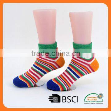 custom cotton colored stripe ankle outdoor running girls boy socks