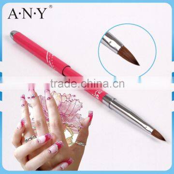 ANY Nail Art False Nails Building Metal Handle Pure Sable Nail Brushes for Acrylic Extension Nails