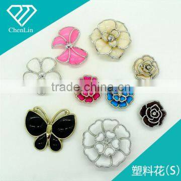 Plastic Flower Charm Butterfly Multi Layered Acrylic Jewel Rhinestone DIY Decoration Craft Fitting Shoe Jewelry Making