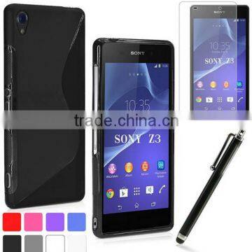 S Line Matte Soft TPU Case For LG Sony Xperia Z3/Z3 mini+Screen Film+Stylus Pen