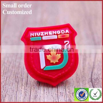 Private indonesia red shield shape pvc label for suitcase flannel shirt