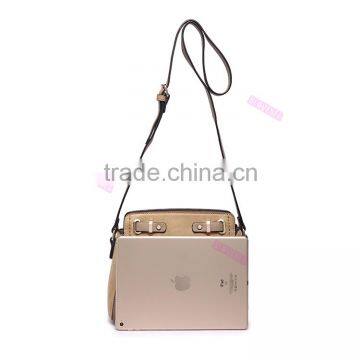 Vintage Personalized Contrast Color With Metal Ornament Front Design Leather Shoulder Messenger Bag photo-6