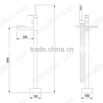 Jiangmen Factory Supply Europe Style Bath Shower Faucet Hot Cold Water Tap Floor Stand Tub Faucet Set photo-4