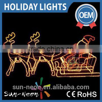 2d Beautiful Santa Claus Sitting on a Reindeer Carriage Led Rope Light Motif