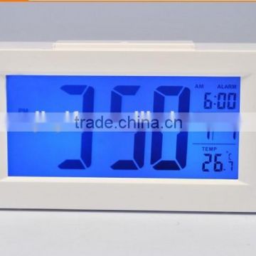 2015 new hot sale big lcd display calendar clock with talking clock snooze &table clock with calendar