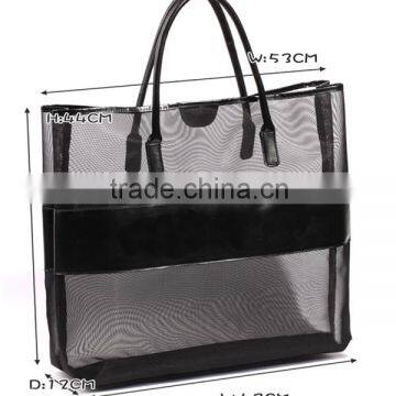 Fashion Mesh Black Tote Bags for Ladies