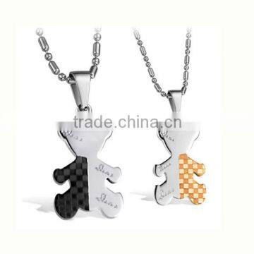 Bear shaped lover's fashion jewelry necklace pendant best friend forever pendant wholesale (LP3028)