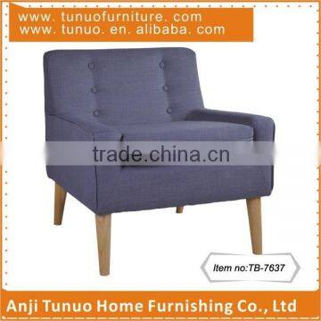 Upholstered single seat chair,Rubber wood legs,With buttons and piping,TB-7637