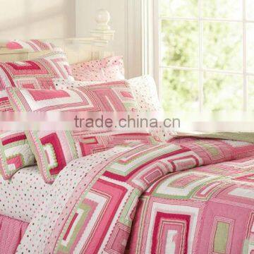 High quality pink fake patchwork printed children quilt