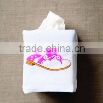 Embroidery Tissue Box Cover By Hand photo-2