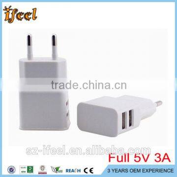 High Quality 5V 3A 3USB EU AC Travel USB Wall Charger for iPhone for Samsung Galaxy S6 for HTC cell