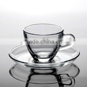 cheaper good quality coffee clear glass cup and saucer set for drinking                        
                                                Quality Choice