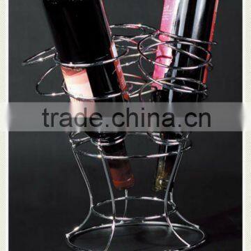 Chrome metal wine holder for wine bottle