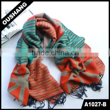 A1027-B Jacquard Union Jack Strips Scarf Fashion