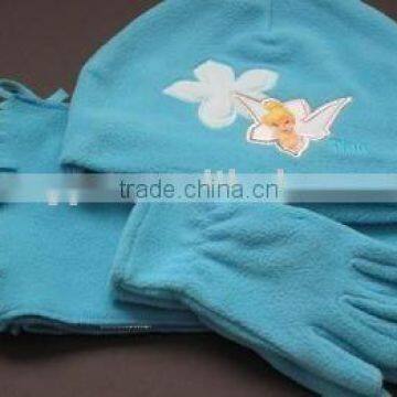 custom mens sky blue fleece hat scarf and glove